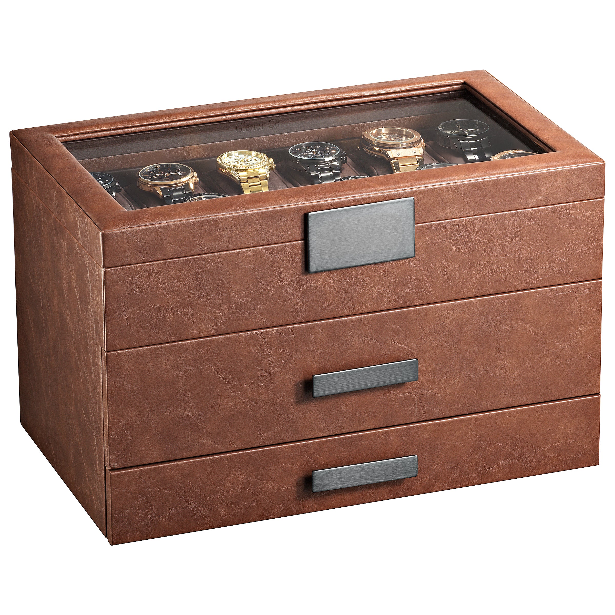 Men's Watch Box Organizer With Valet Drawer - Extra Large