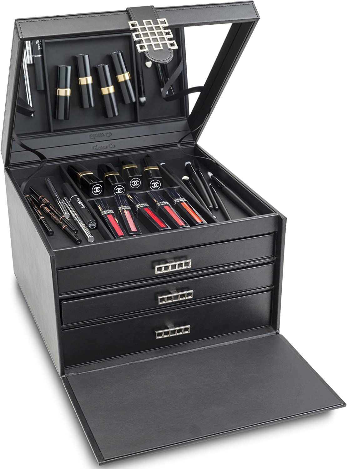 Women's Luxury Bundle - Stackable Jewelry Trays Set + Makeup Organizer Box