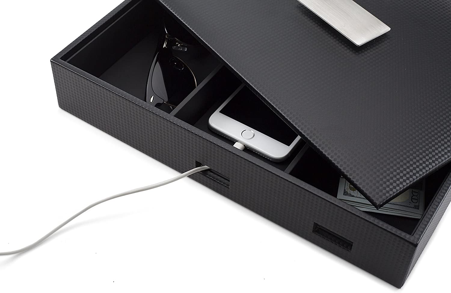 Men's Luxury Organizer Bundle - Watch Organizer Box + Valet Tray / Dresser Organizer