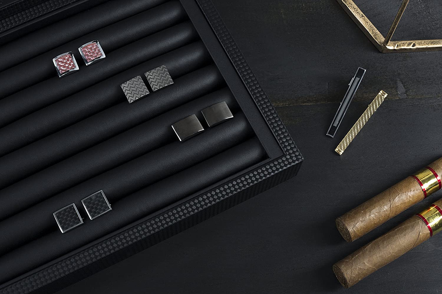 Men's Pro Organizer Bundle - Watch Organizer Box + Cufflink Box