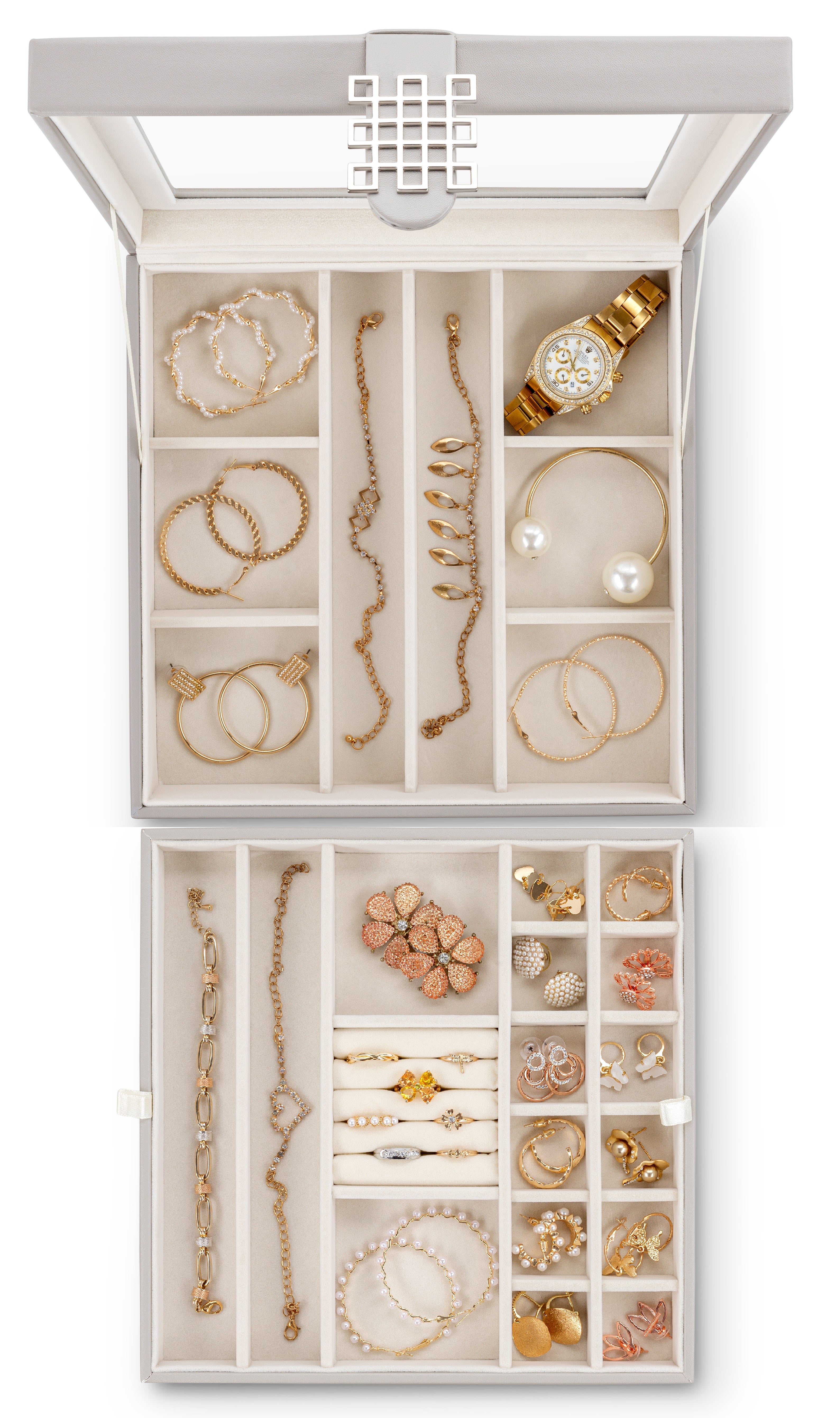 28 Slots Jewelry Organizer Box - 7 Colors Choice