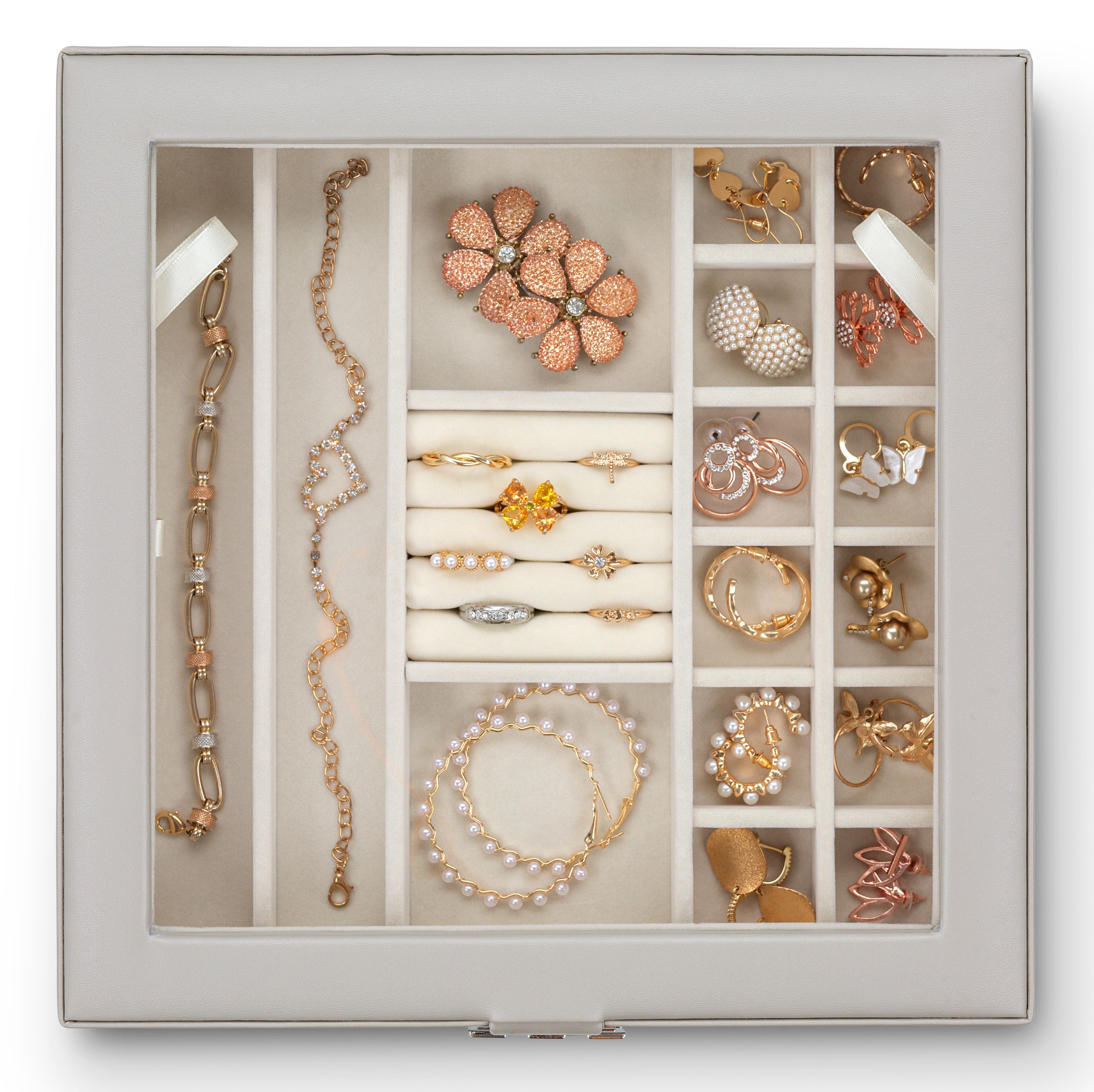 28 Slots Jewelry Organizer Box - 7 Colors Choice