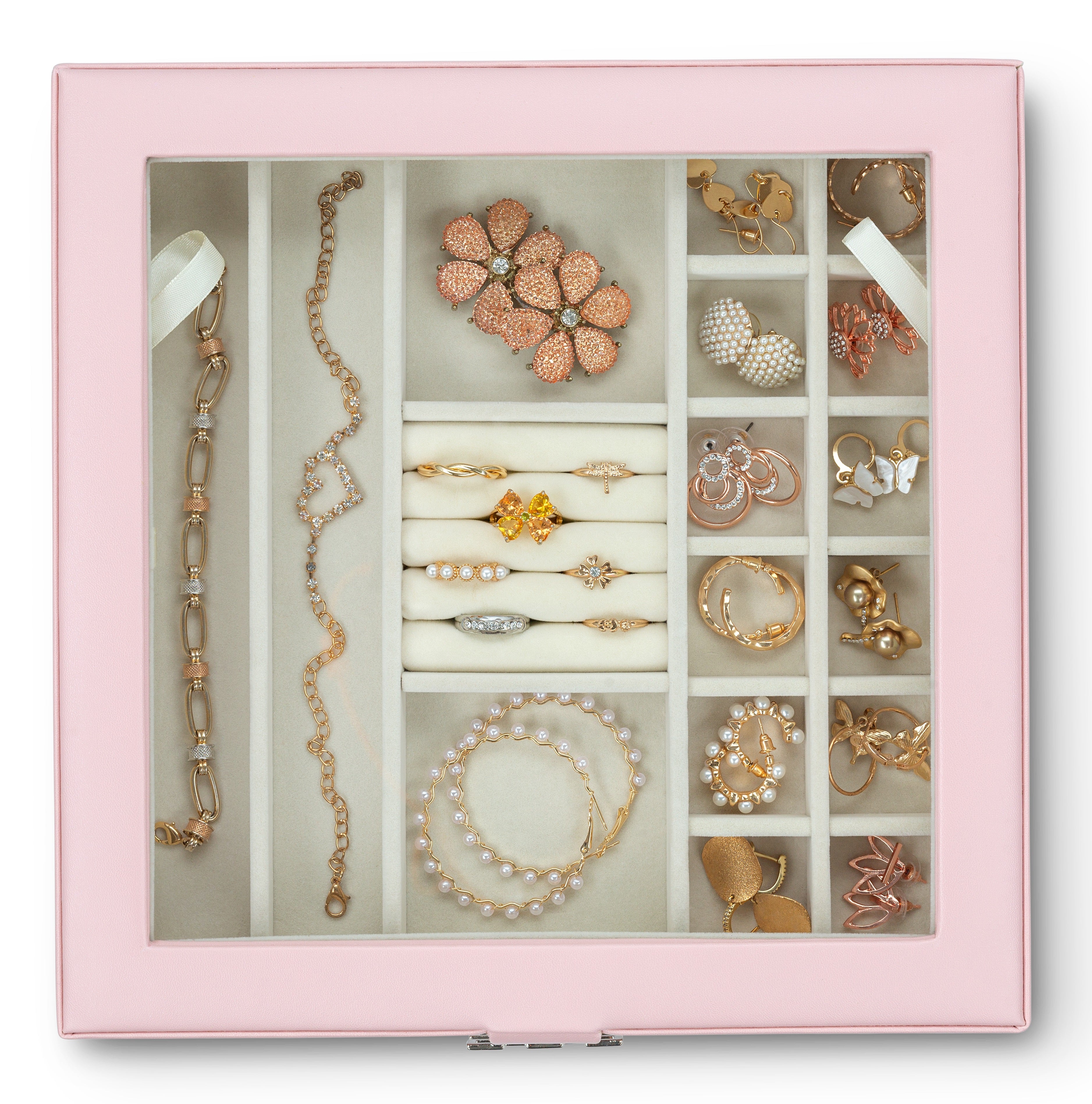 28 Slots Jewelry Organizer Box - 7 Colors Choice
