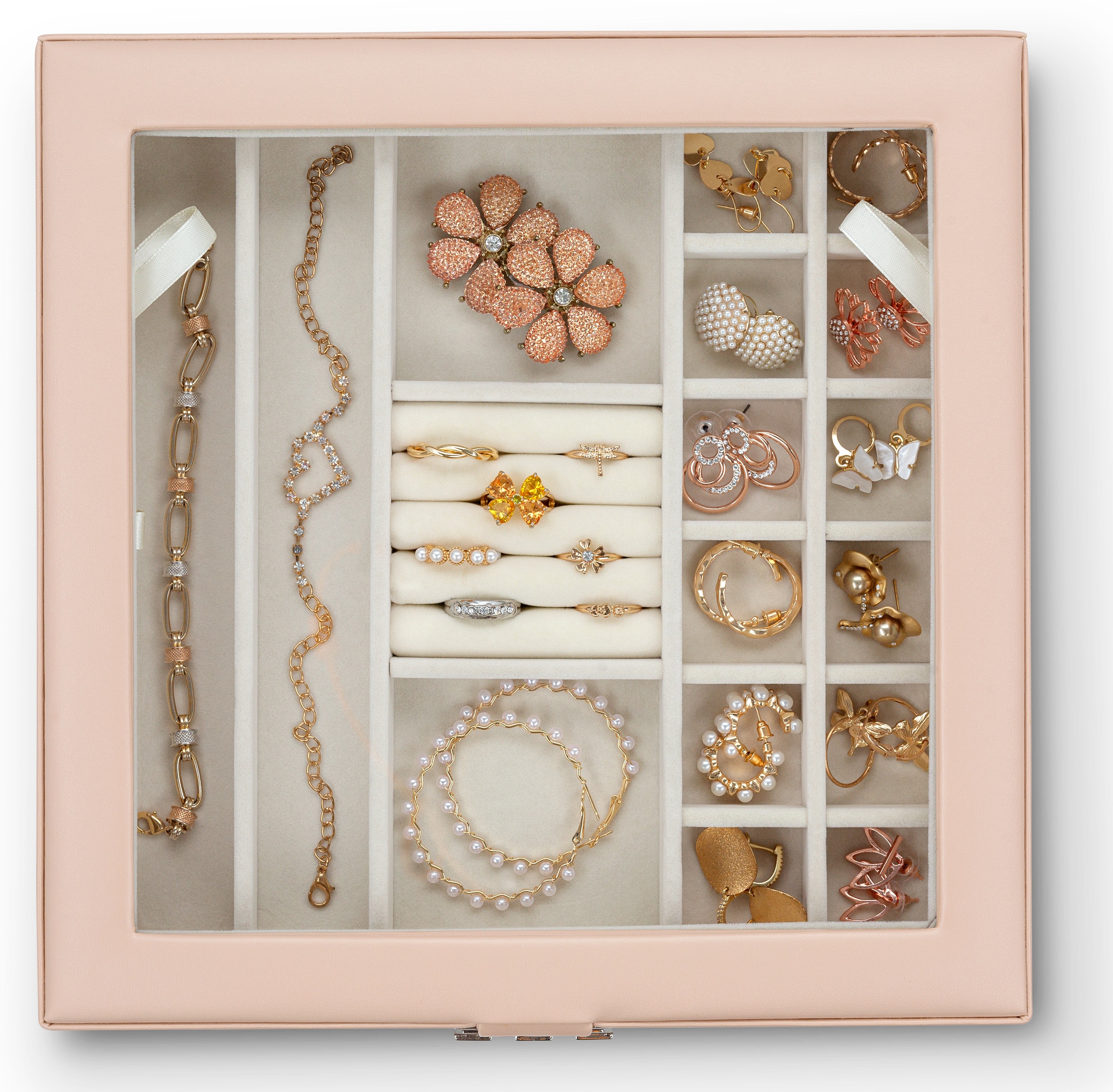 28 Slots Jewelry Organizer Box - 7 Colors Choice