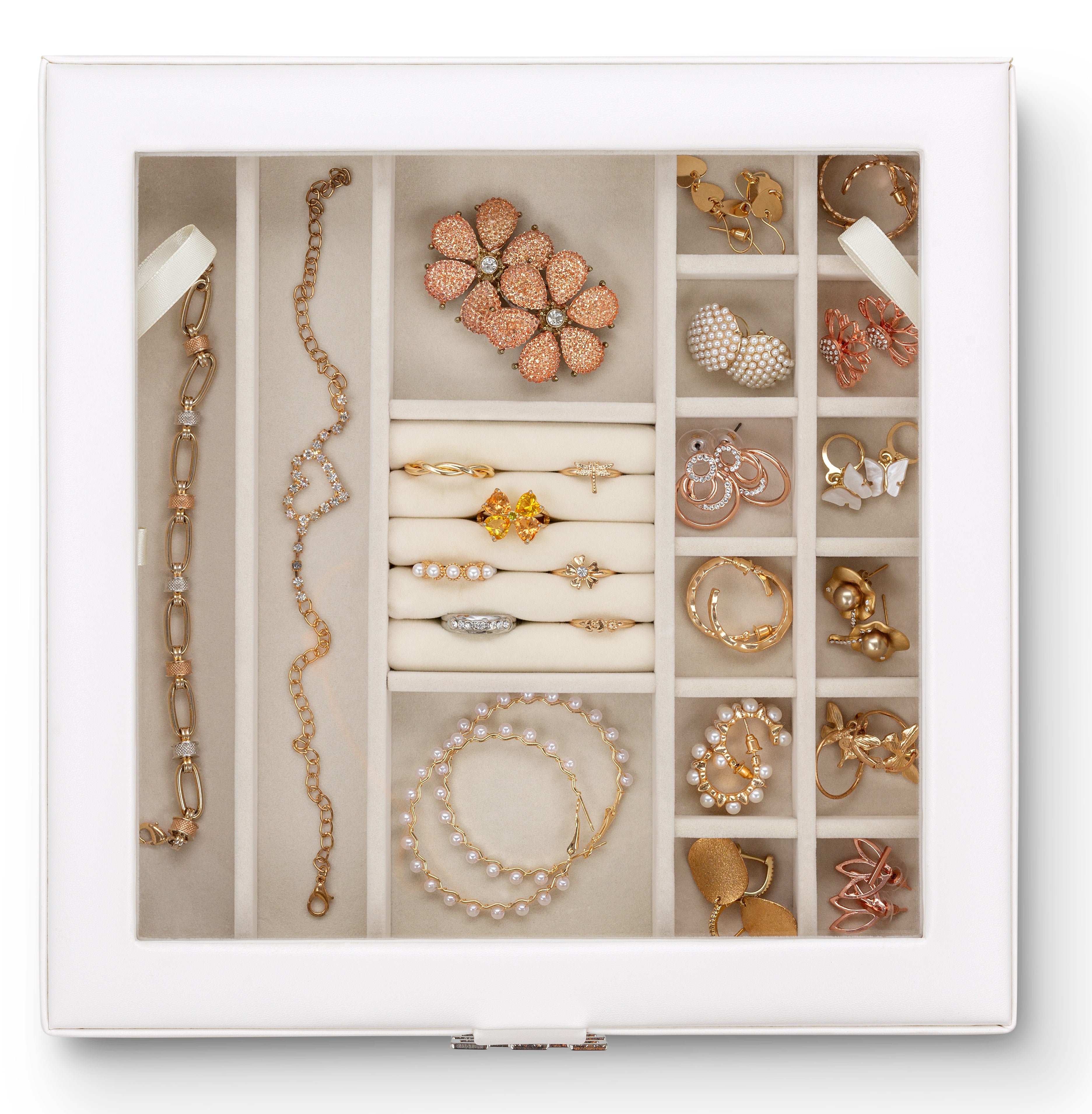 28 Slots Jewelry Organizer Box - 7 Colors Choice