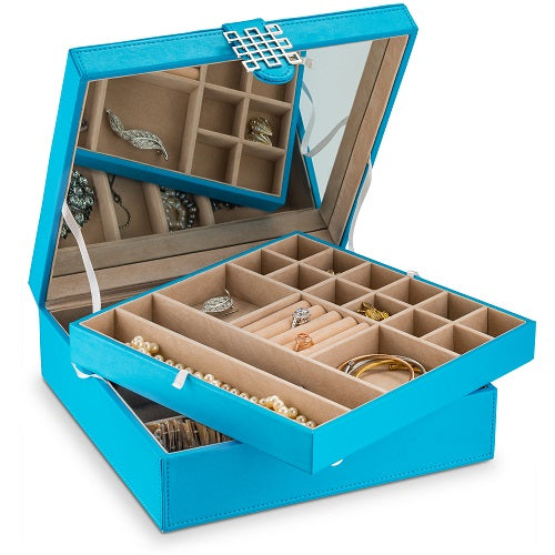 Jewelry Organizer Box - 28 Slots / Blue