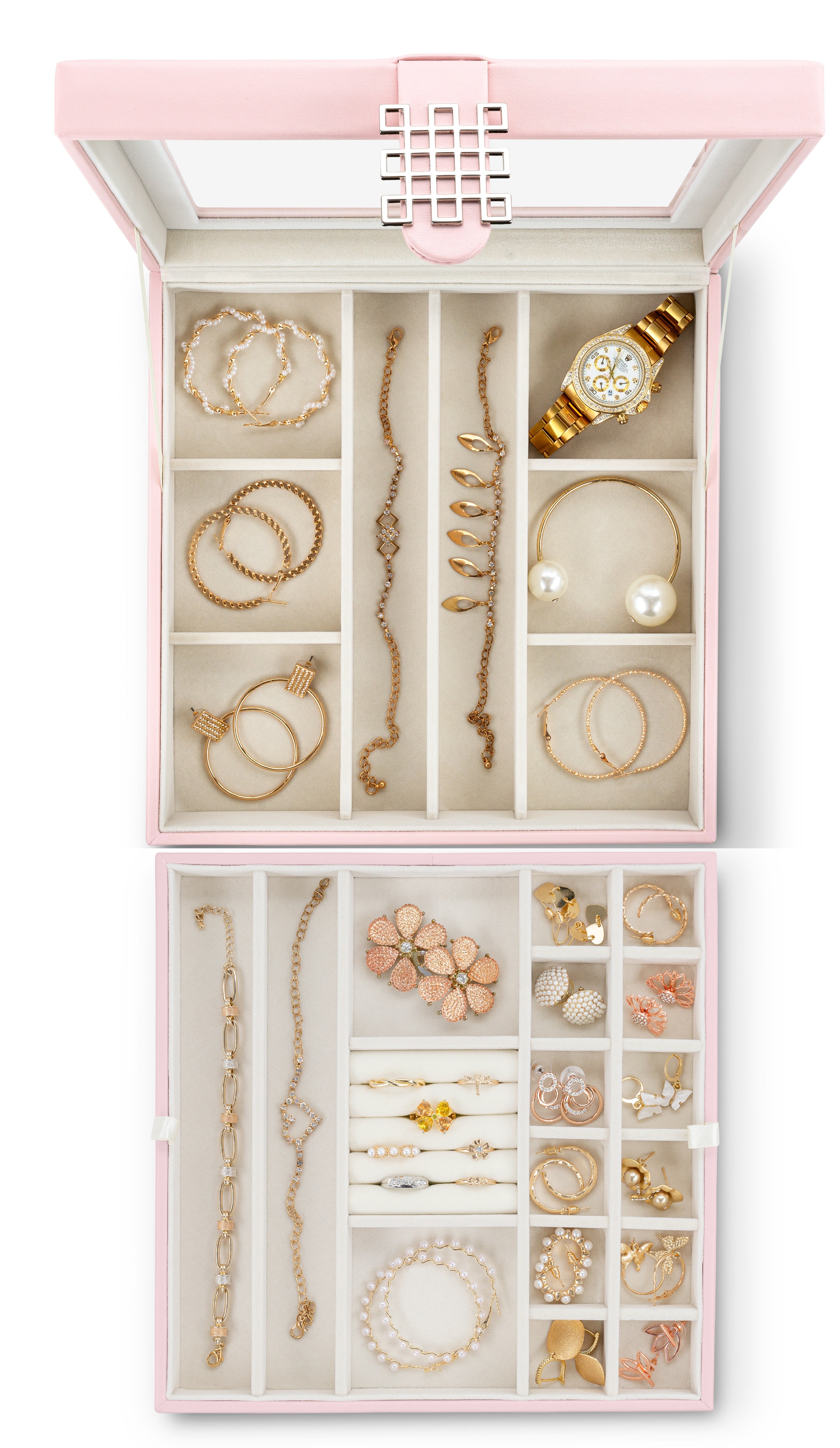 28 Slots Jewelry Organizer Box - 7 Colors Choice