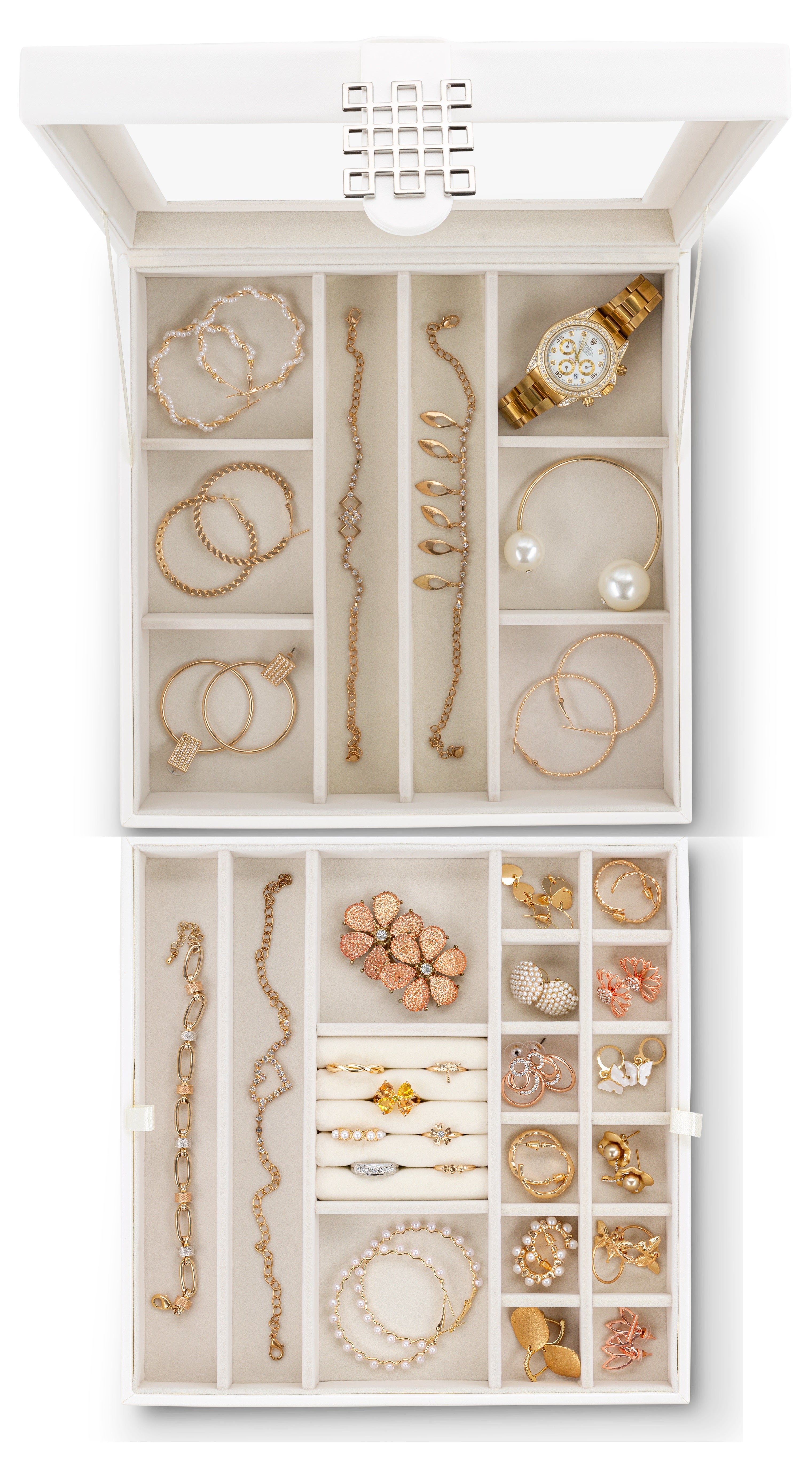 28 Slots Jewelry Organizer Box - 7 Colors Choice