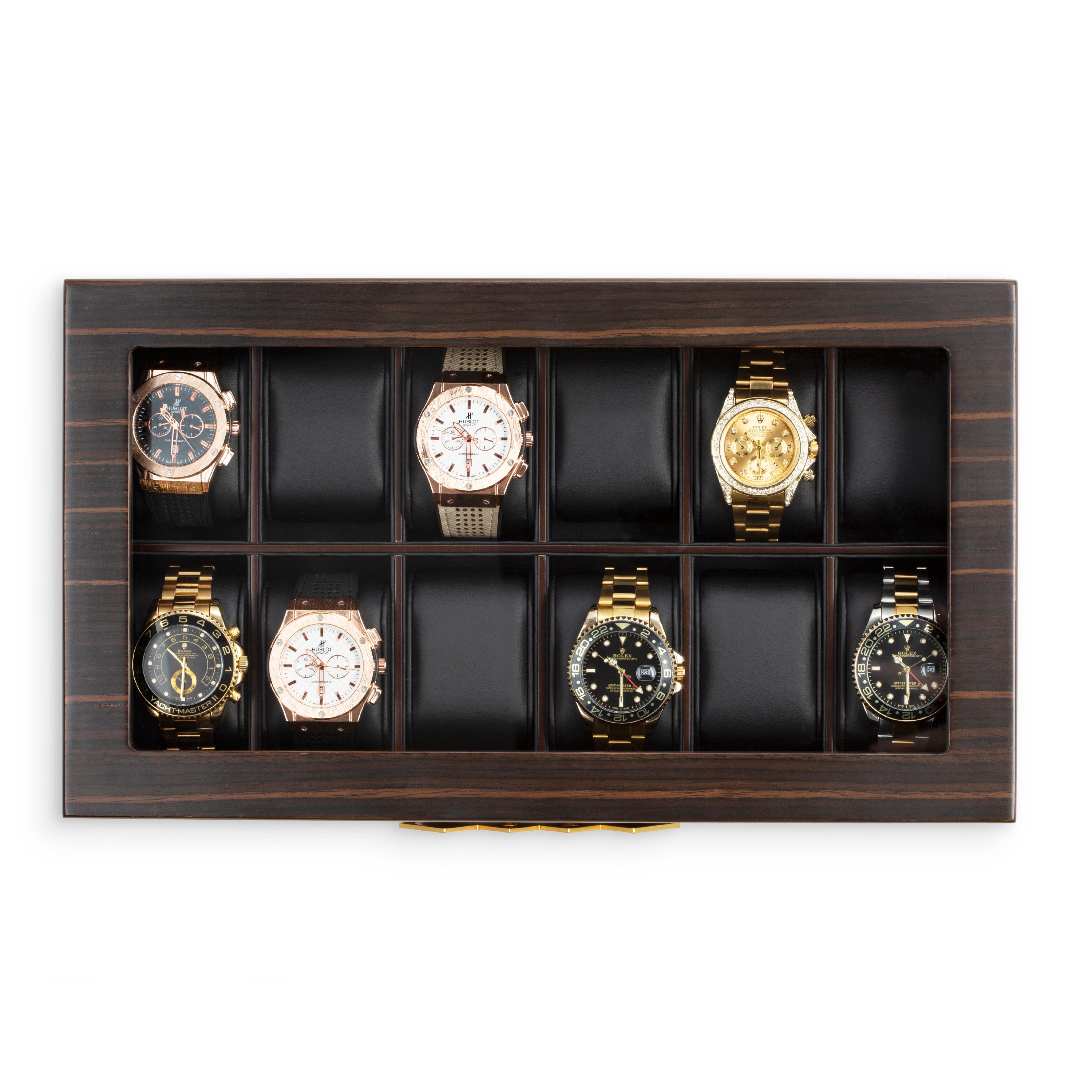 12 slots brwon walnut wood watch box