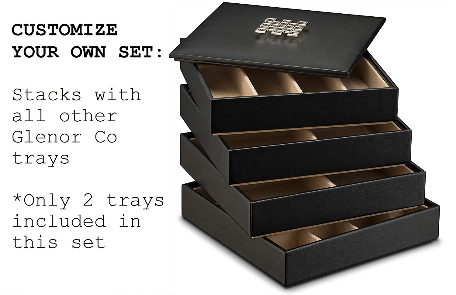 Stackable Jewelry Tray Organizer - Empty 2 Inch Deep (set of 2)