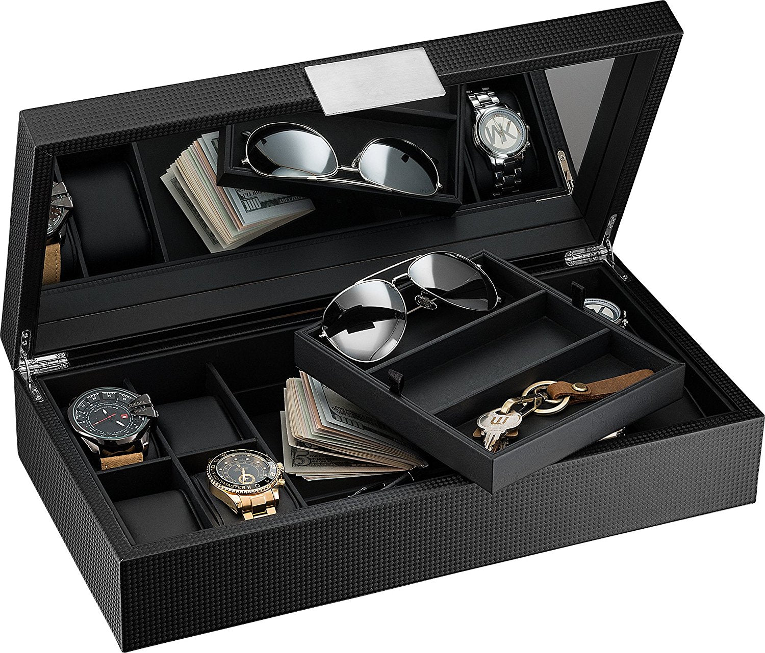 Watch and Sunglass Box with Valet Tray