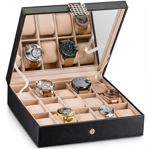 AUKURA Hard Watch Jewelry Travel Case, 8 slot Watch Case Storage and  Organizer for Men and Women, with anti-move watch pillow, Cufflink/ring  insert