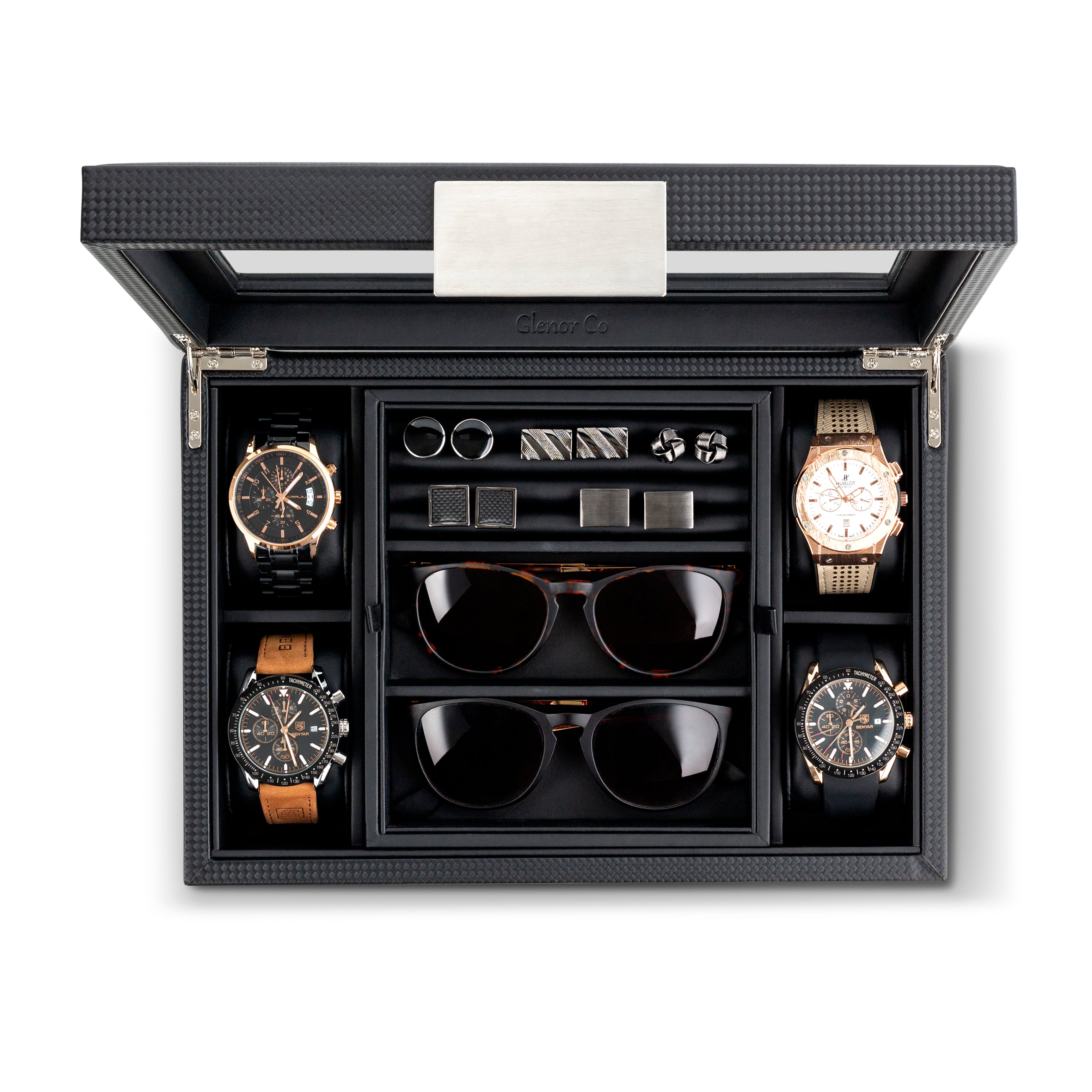 Valet Jewelry Box with Tray Storage