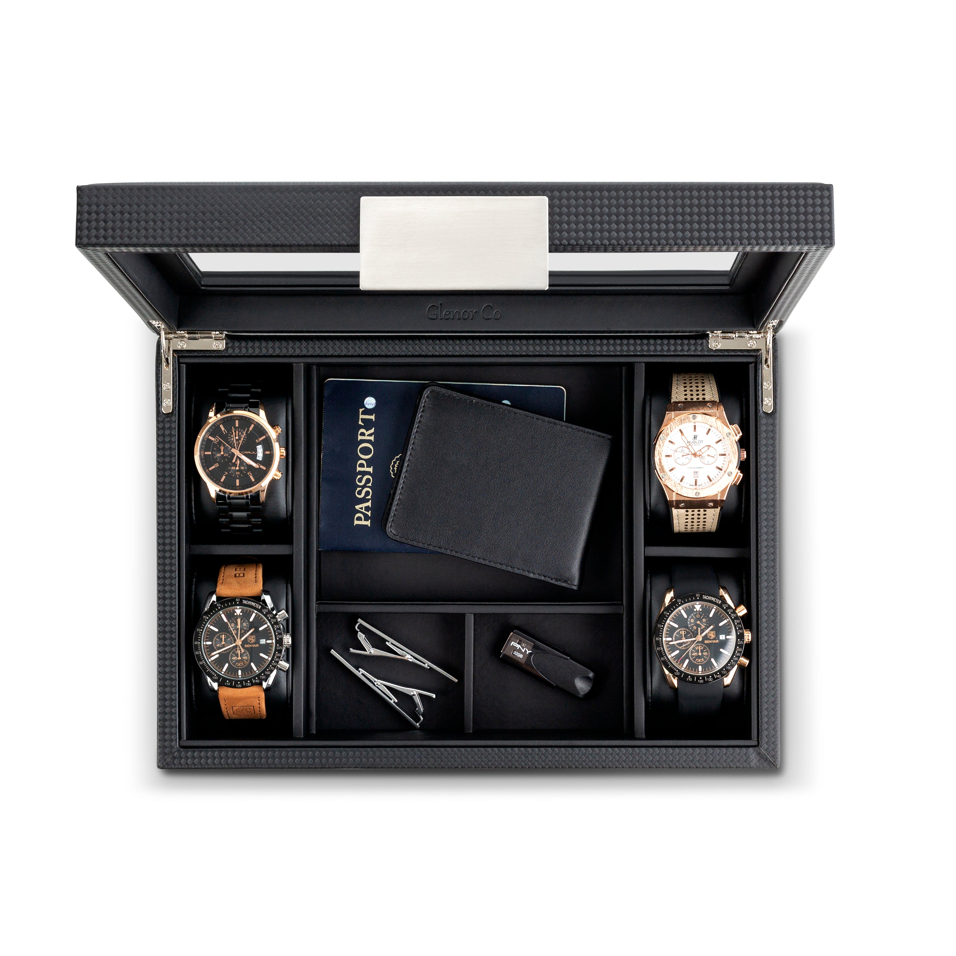 Valet Jewelry Box with Tray Storage