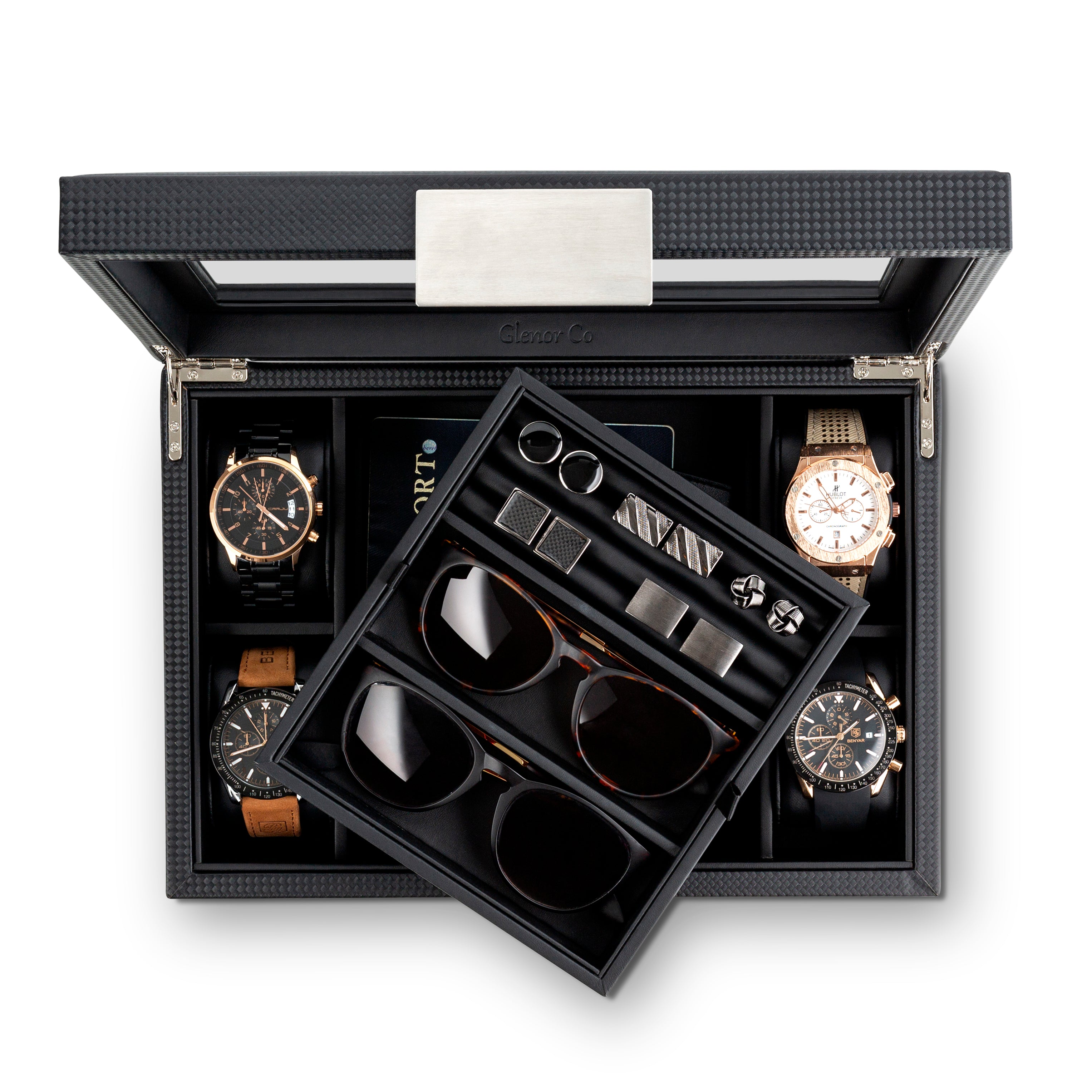 Valet Jewelry Box with Tray Storage