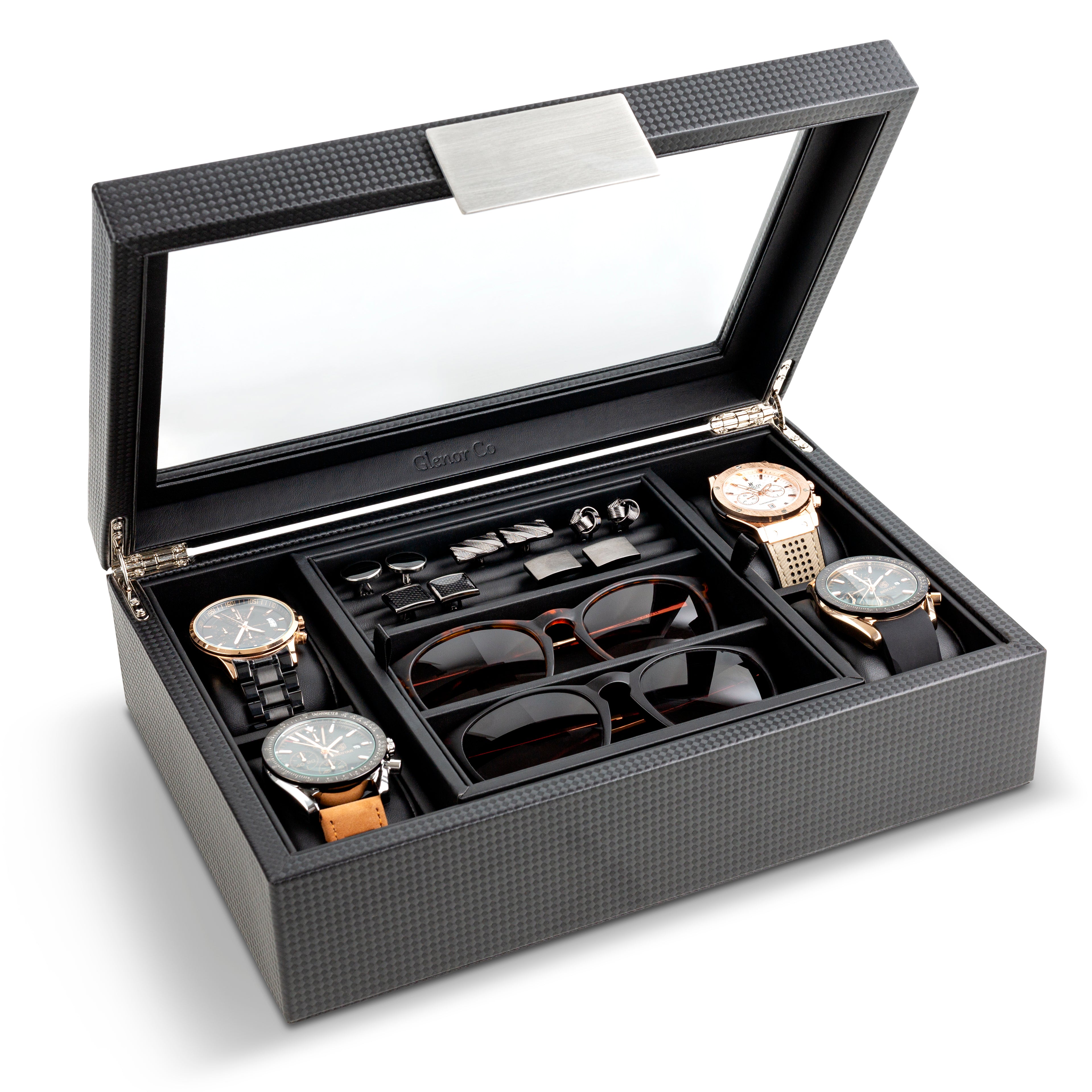 Valet Jewelry Box with Tray Storage