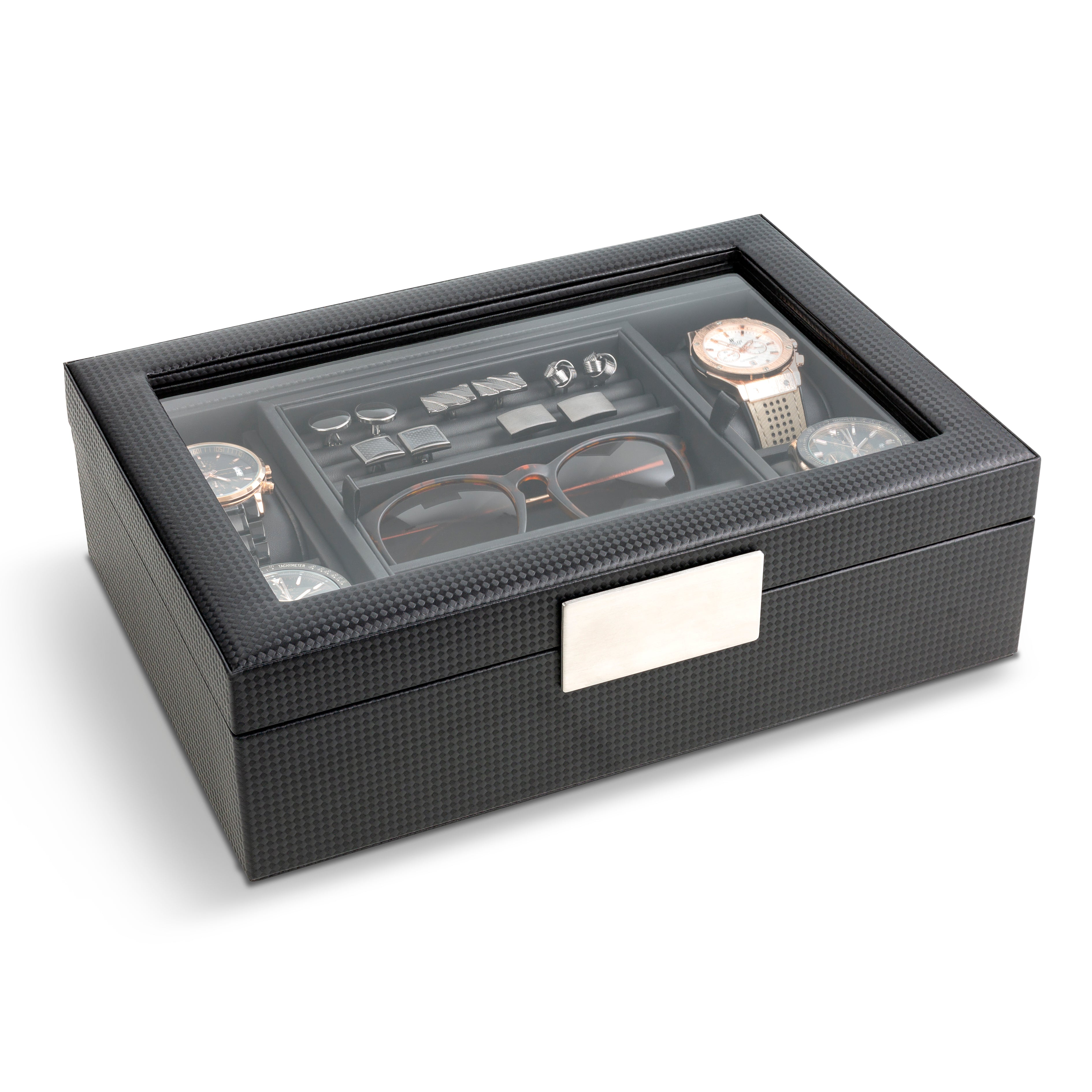 Valet Jewelry Box with Tray Storage