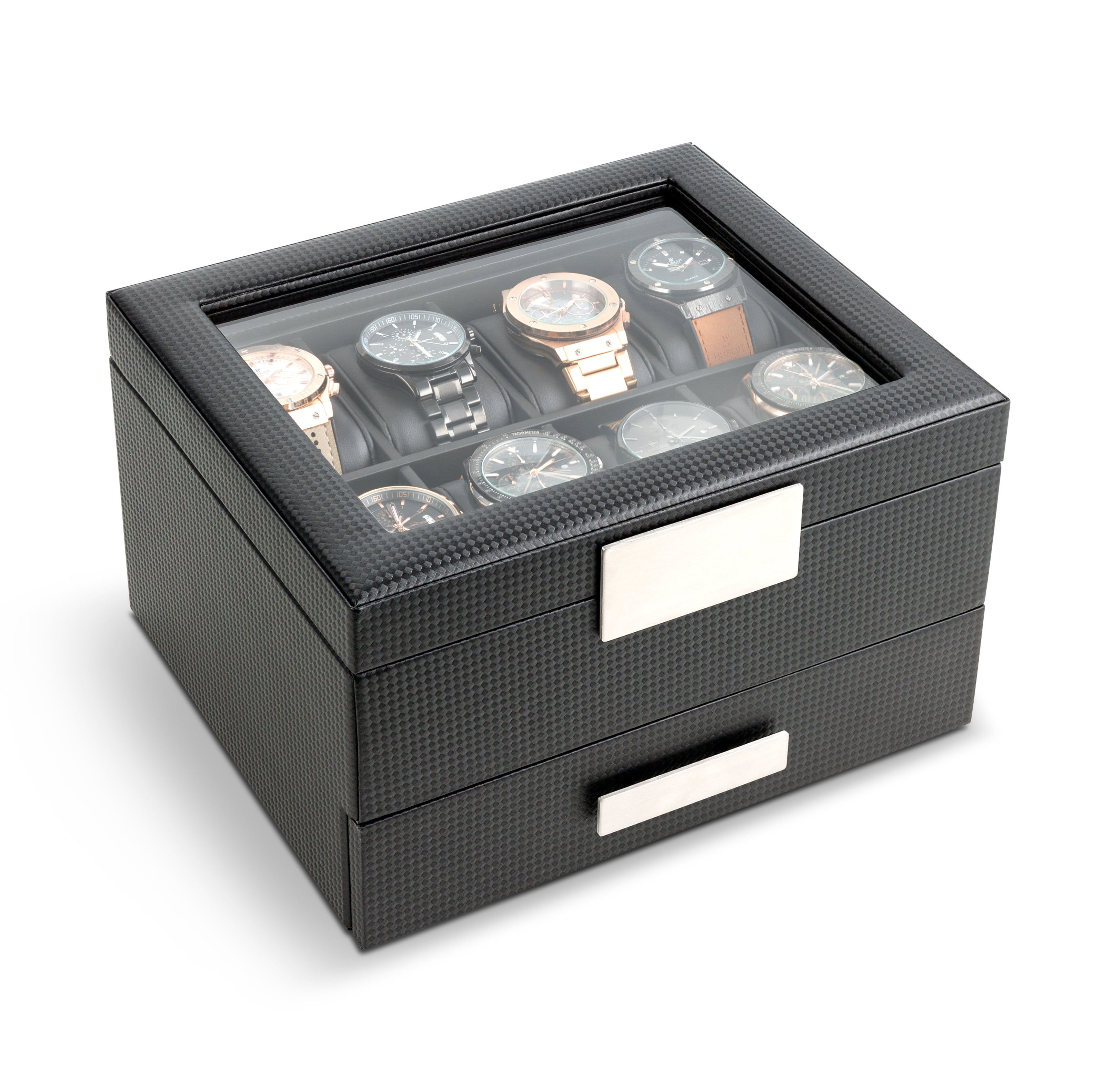 Men's Watch Box Organizer With Valet Drawer - Large