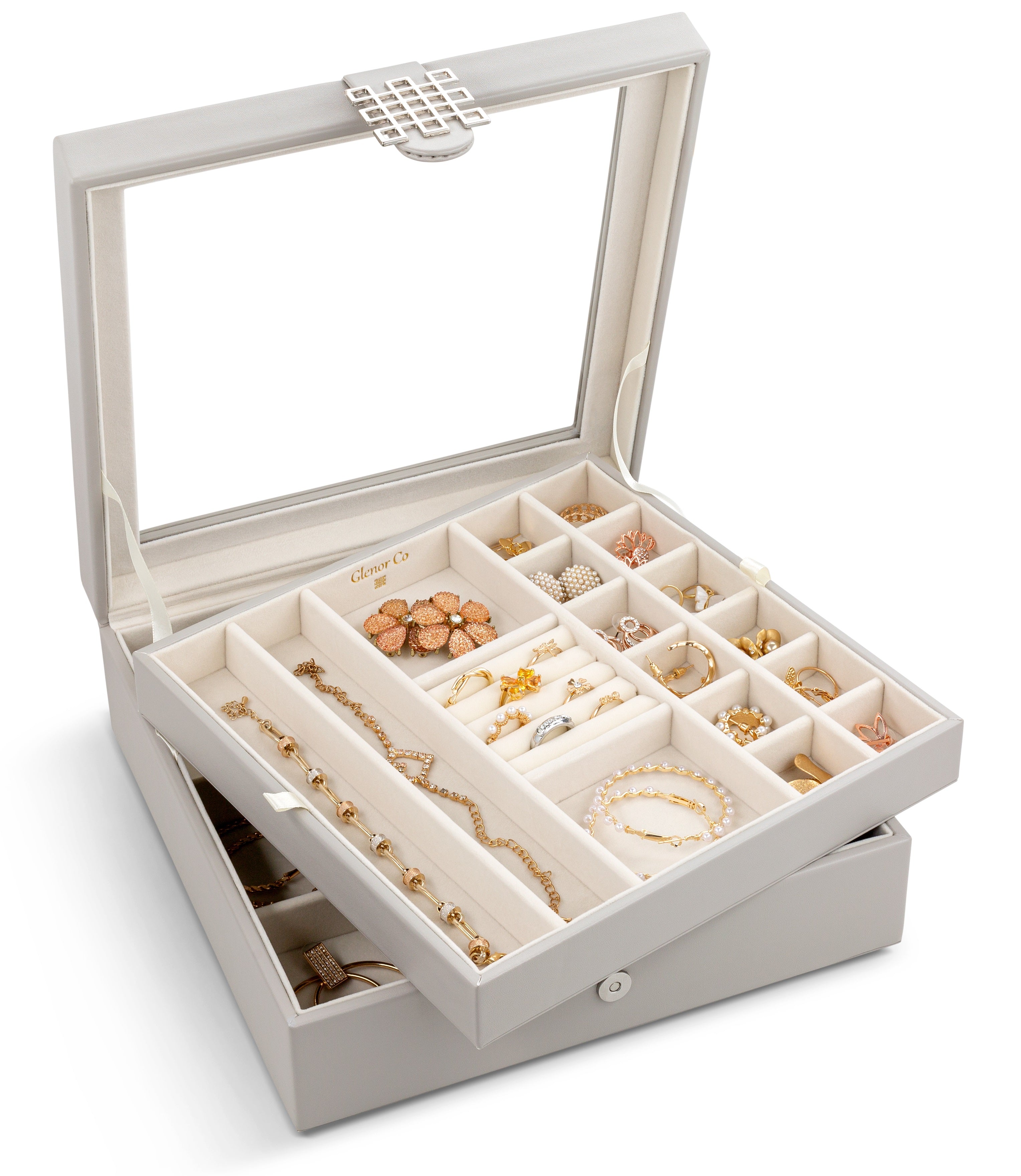 28 Slots Jewelry Organizer Box - 7 Colors Choice