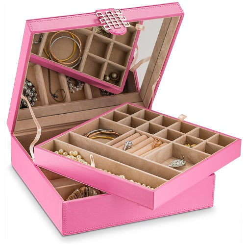 28 Slots Jewelry Organizer Box - 7 Colors Choice