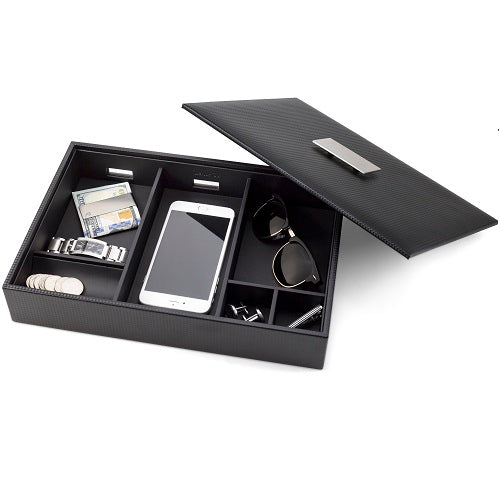 Glenor Co Mens Valet Tray/Dresser Organizer & Lid - 6 Slot Luxury Jewelry Accessories Box Glenor Co Mens Valet Tray/Dresser Organizer & Lid - 6 Slot Luxury Jewelry Accessories Box