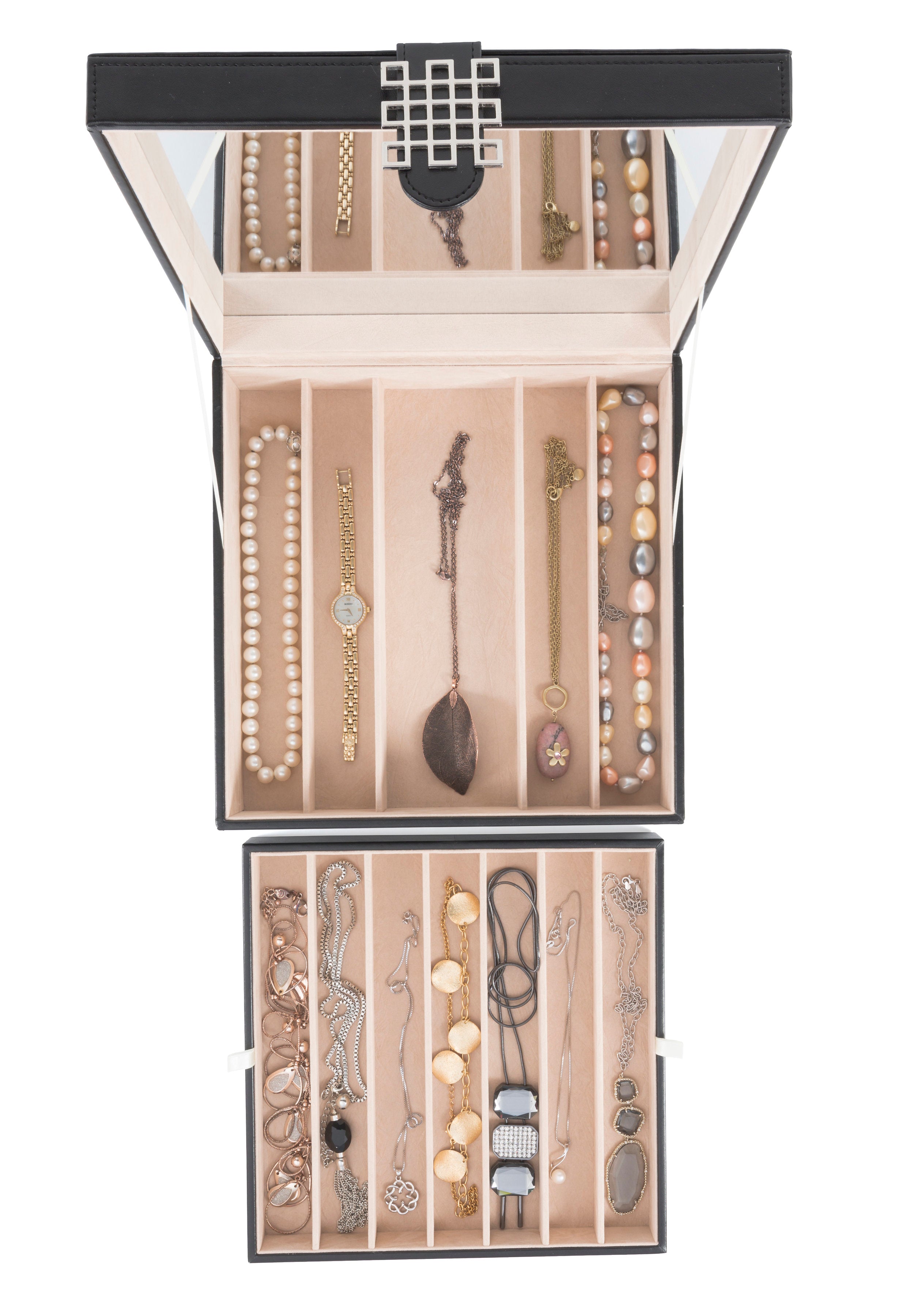 Necklace Holder - Jewelry Box Organizer- 12 Section