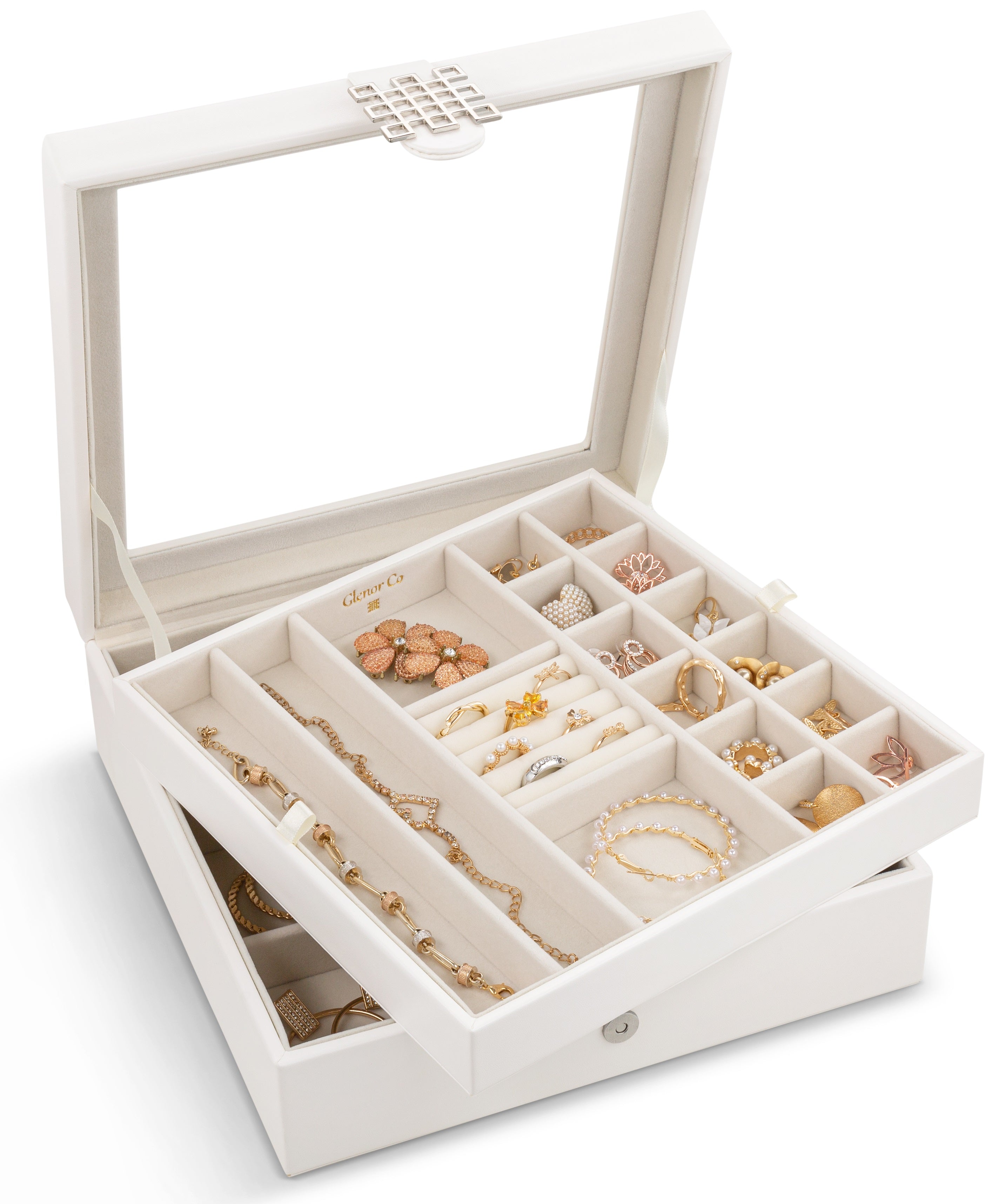 28 Slots Jewelry Organizer Box - 7 Colors Choice