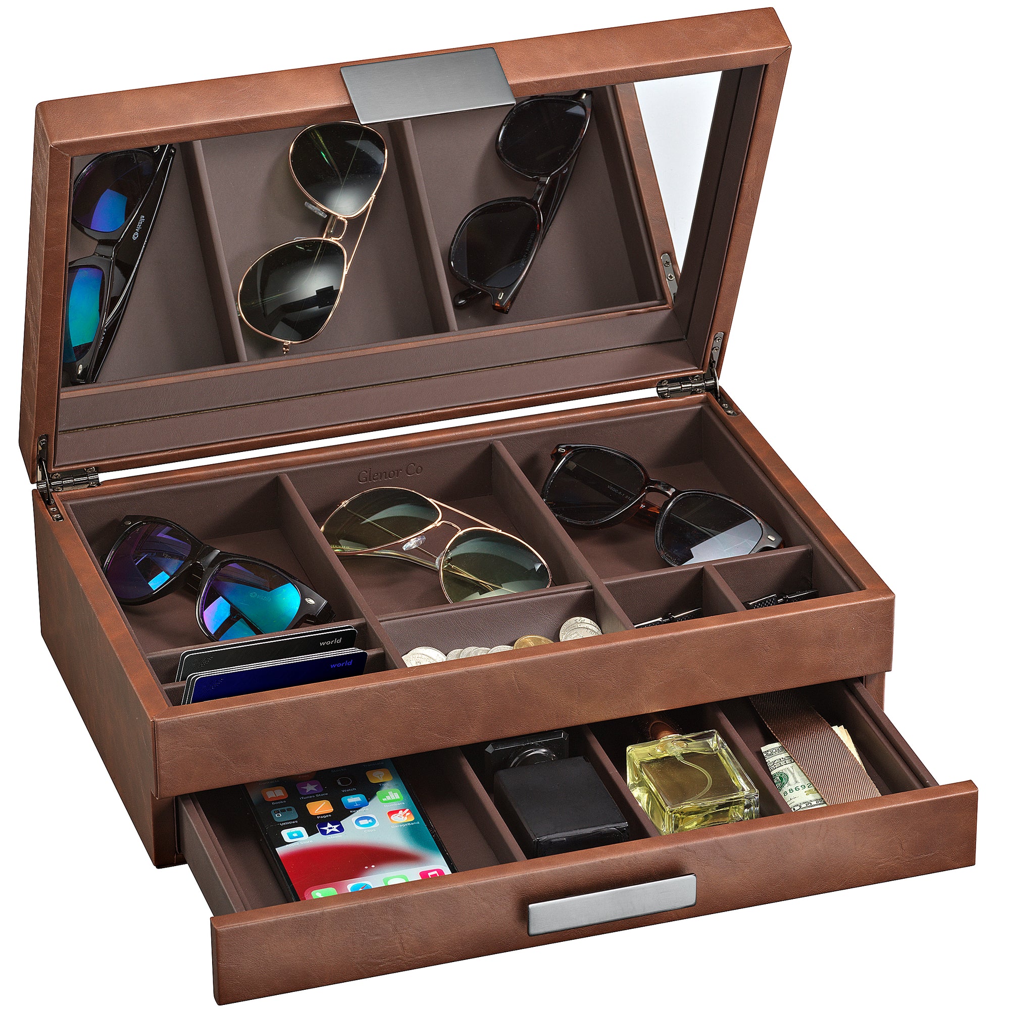 Men's Luxury Jewelry Accessories Box & Dresser Organizer - 12 Slots ...