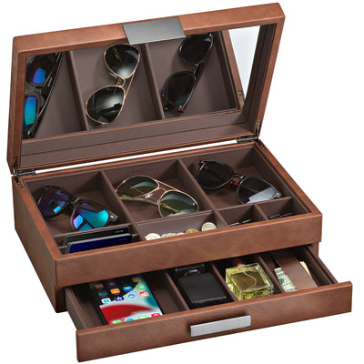 Men's Luxury Jewelry Accessories Box & Dresser Organizer - 12 Slots