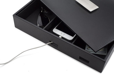 Men's Luxury Organizer Bundle - Watch Organizer Box + Valet Tray / Dresser Organizer