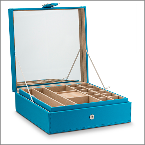 Jewelry Organizer Box - 28 Slots / Blue