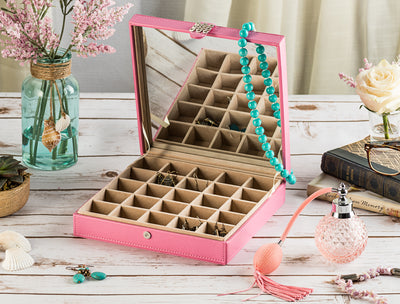 Earring Organizer Box - 25 Slots / Pink