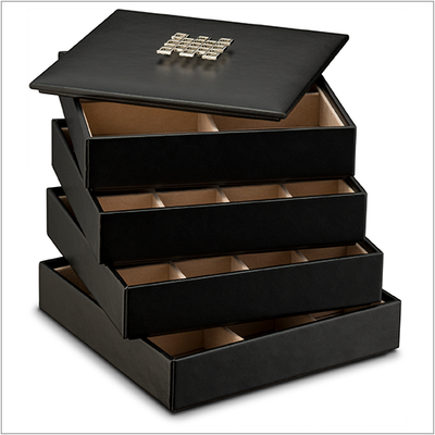 Women's Luxury Bundle - Stackable Jewelry Trays Set + Makeup Organizer Box