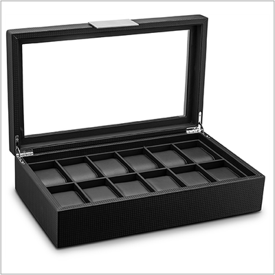 Men's Luxury Organizer Bundle - Watch Organizer Box + Valet Tray / Dresser Organizer