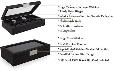 Men's Luxury Organizer Bundle - Watch Organizer Box + Valet Tray / Dresser Organizer