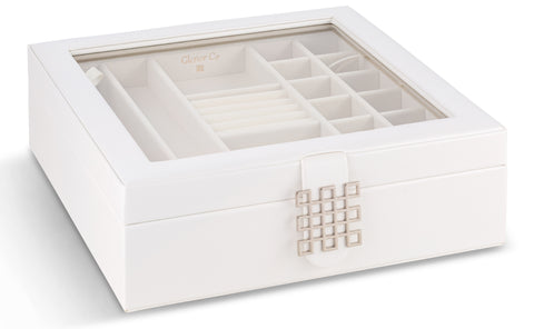 Glenor Co 28 Section Jewelry Box - 2 Layer - Buckle Snap & Magnet Closure - Large
