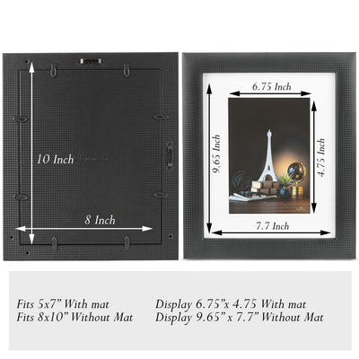 8x10 Picture Frame with Stand & Mat [3 Pack]