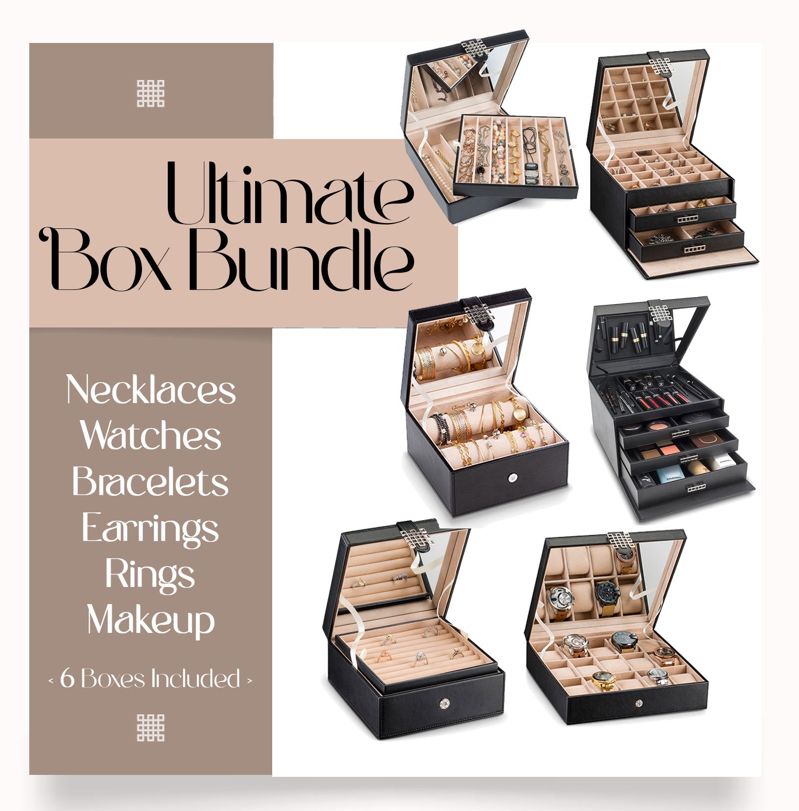 The Jewelry & Makeup Organizer Ultimate Box Bundle