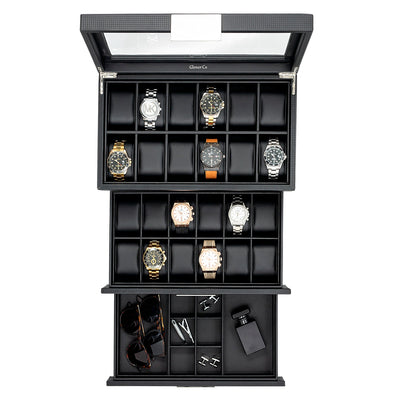Men's Watch Box Organizer With Valet Drawer - Extra Large