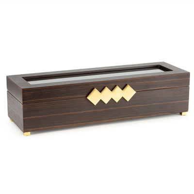 6 Slot Luxuries Wood Watch Box - Brown Walnut