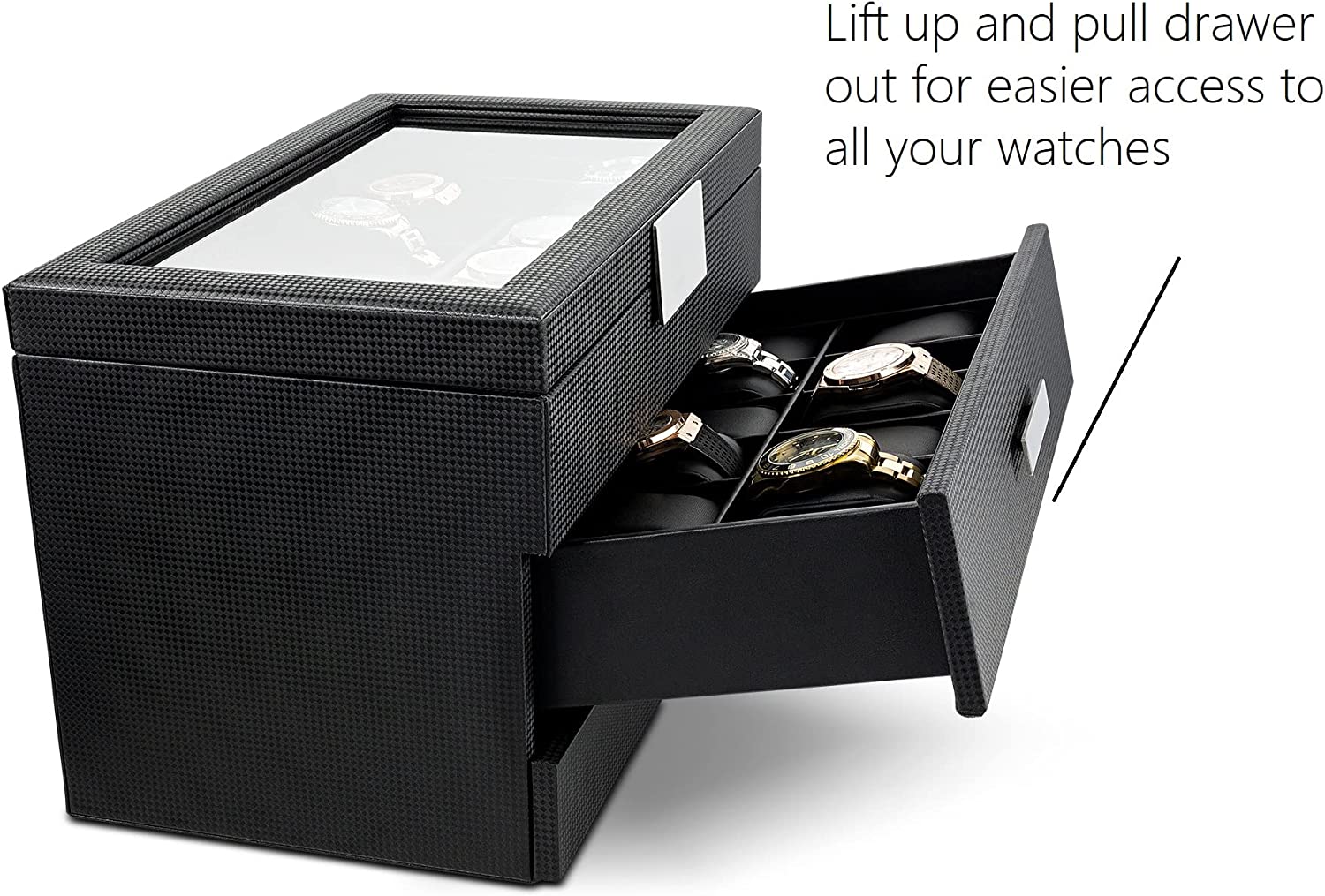 Watch Box PU Case Organizer 6 Slots Sunglasses Drawer Storage And Displa  TOP | eBay