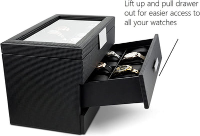 Men's Watch Box Organizer With Valet Drawer - Extra Large
