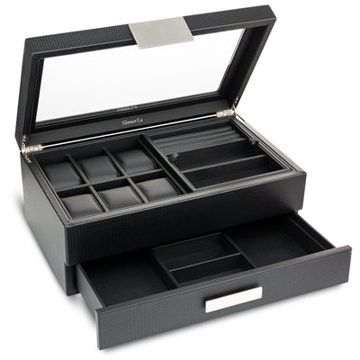 Valet Jewelry Box With Drawer & Tray Storage - Extra Large