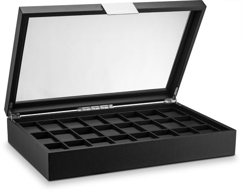 Glenor Co Mens Valet/Dresser Organizer - Luxury 12 Slot Jewelry Black