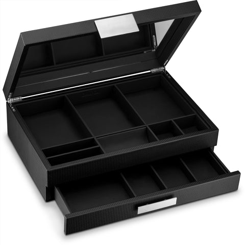 Men's Luxury Jewelry Accessories Box & Dresser Organizer - 12 Slots ...