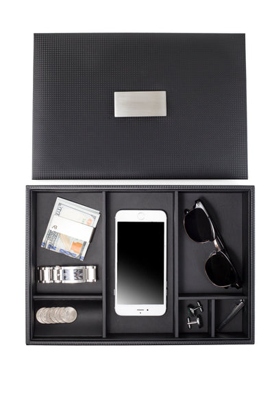 Mens Valet Tray / Dresser Organizer & Lid