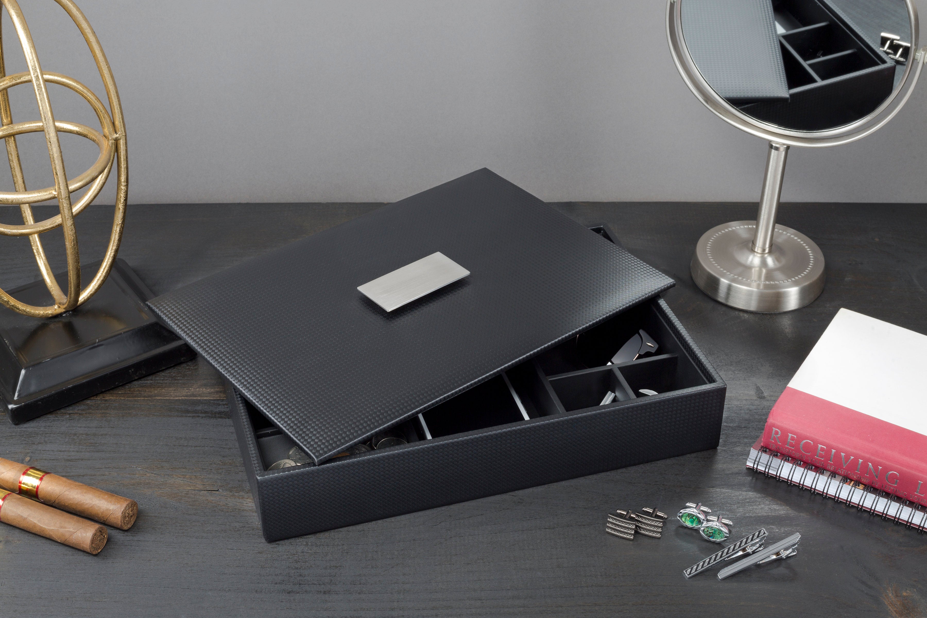Men's Luxury Jewelry Accessories Box & Dresser Organizer - 12 Slots –  Glenor Co.