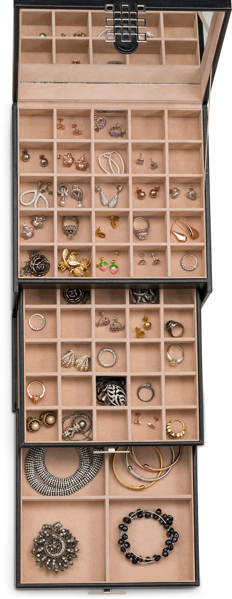 Earring Organizer Box -  75 Small & 4 Large Slots [Pack of 2 Boxes]