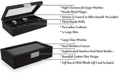 Men's Watch Organizer Box - 12 Slots