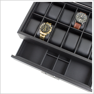 Men's Watch Box Organizer With Valet Drawer - Large